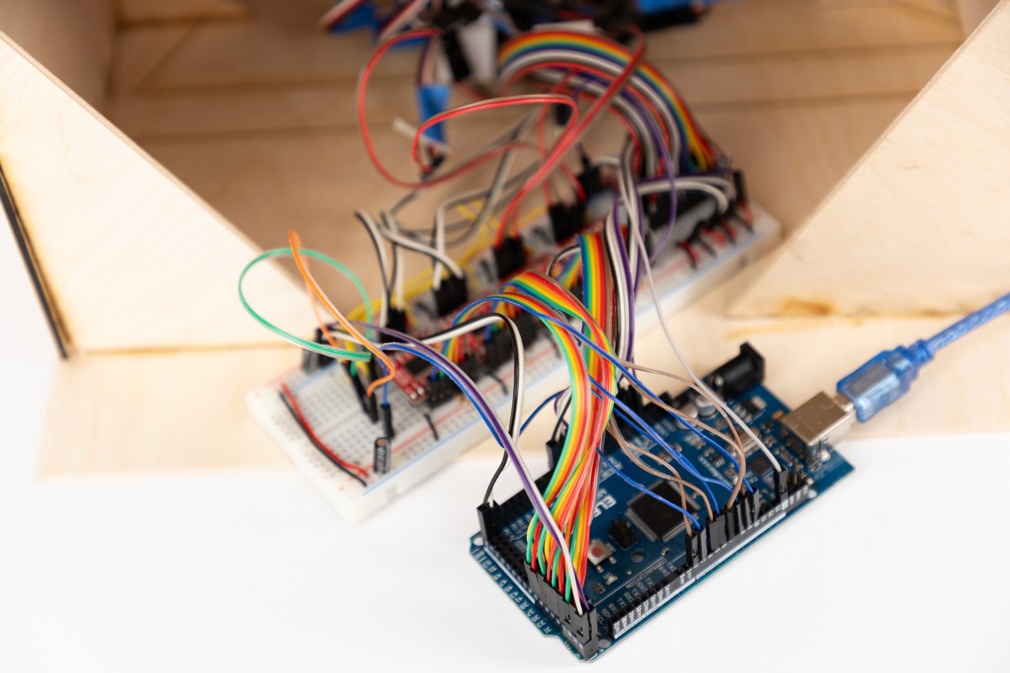 Arduino and wiring inside the Shuffle installation
