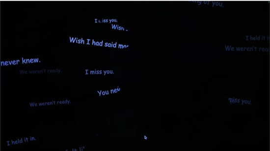 Anonymous phrases moving across the projection